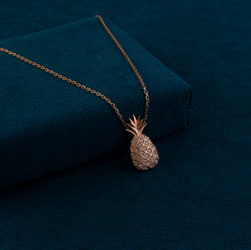 Ananas-TasarimliiRose-Altin-Kolye