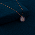 Mavi-TasliiYuvarlak-Rose-Altin-Kolye