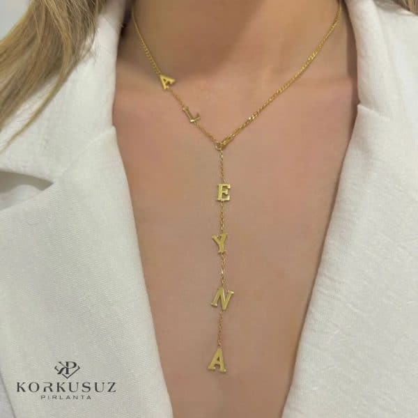 Lumière 14 Ayar Altın Kaplama İsimli Kolye