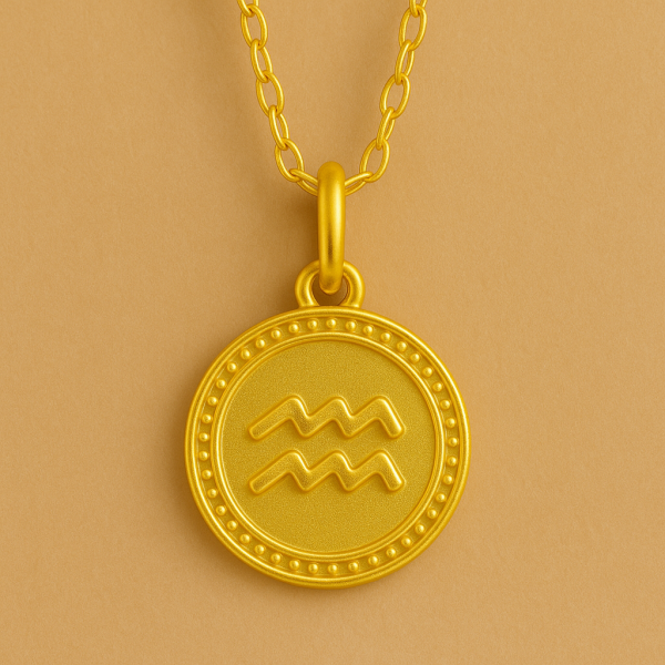 Kova Burcu 18 Ayar Altın Kaplama Gümüş Kolye