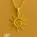 Spiral 18 Ayar Altın Kaplama Gümüş Güneş Kolye